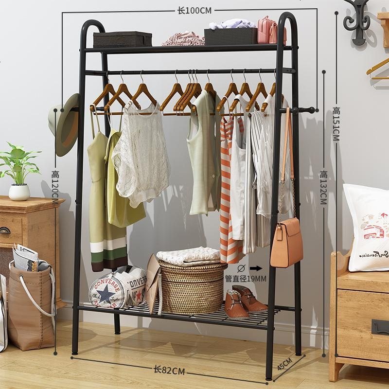 简易衣帽架落地挂衣架家用卧室内单杆式置物架移动晾晒衣服的架子
