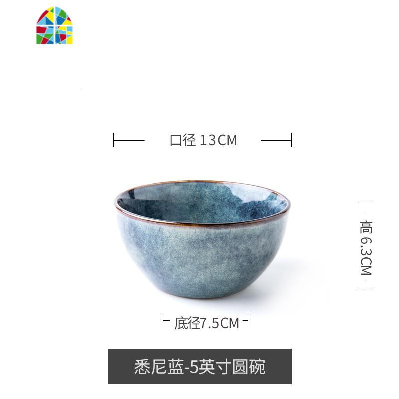 碗碟套装 欧式创意陶瓷餐具家用餐盘菜盘汤碗米饭碗组合 FENGHOU 悉尼蓝-5英寸圆饭碗高清大图