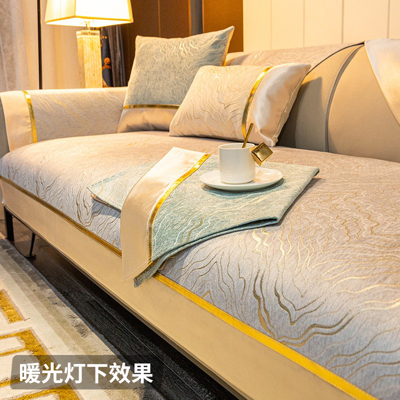幸福派 四季沙发垫套装防滑沙发坐垫子123组合春夏季雪尼尔沙发垫布艺简约轻奢风夏天沙发套罩巾沙发贵妃支持定制飘窗垫高清大图