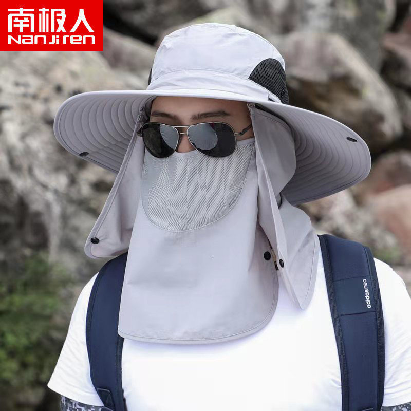 帽子男夏天渔夫帽遮阳帽男士钓鱼帽大檐太阳帽登山高清大图