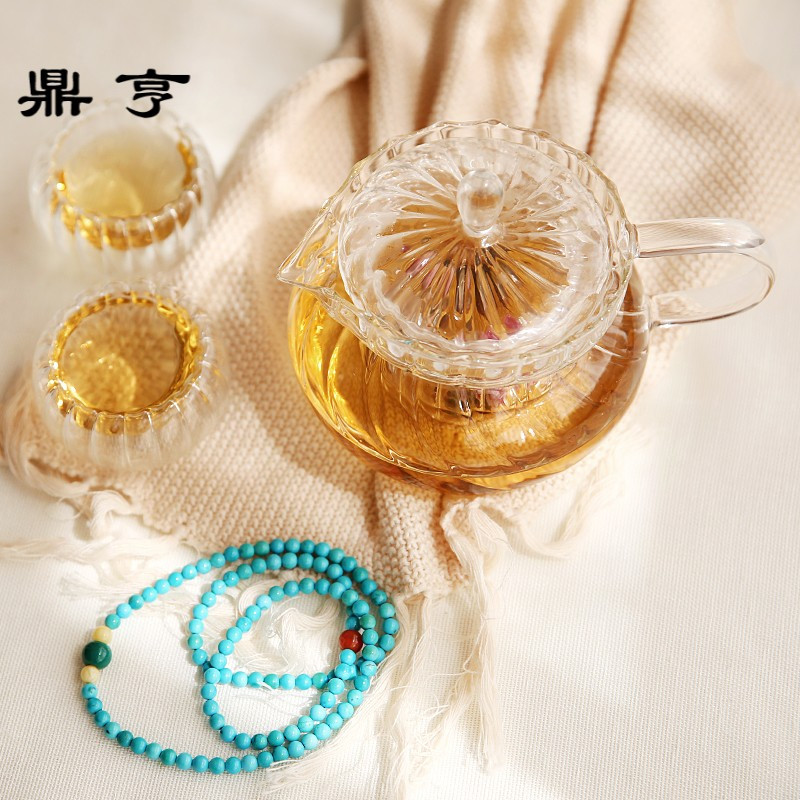 鼎亨那些时光 玻璃花茶具 煮水果茶蜡烛保温茶具套装 花茶茶杯花