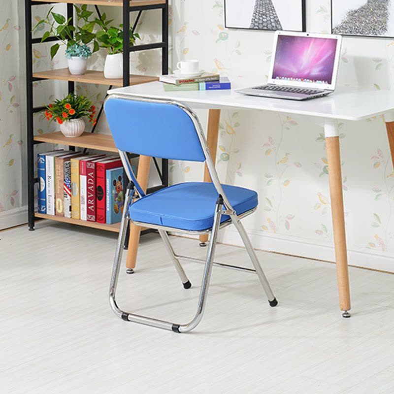 简易凳子靠背椅家用可折叠椅办公椅/会议椅电脑椅座椅培训椅/椅子 白腿草绿色图片