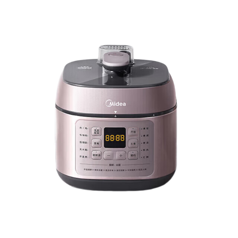 美的(Midea) MY-C441 电压力锅 4L 家用可调节智能预约高压锅自动排气上盖可拆洗高压电饭煲 深灰色