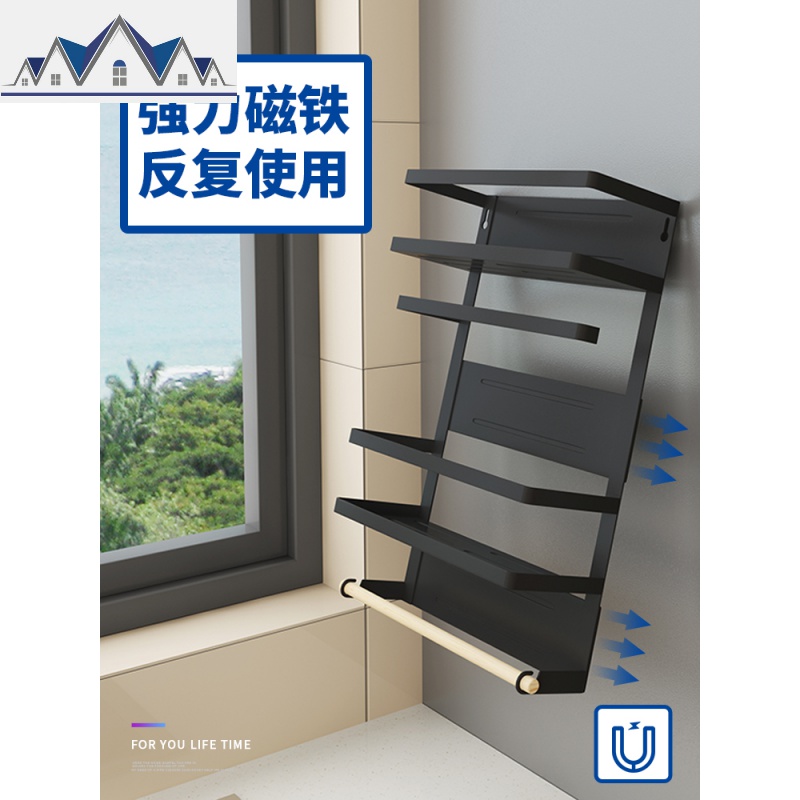 厨房冰箱侧面置物架保鲜膜磁吸挂架纸巾侧边储物调味料壁挂收纳架 三维工匠高清大图