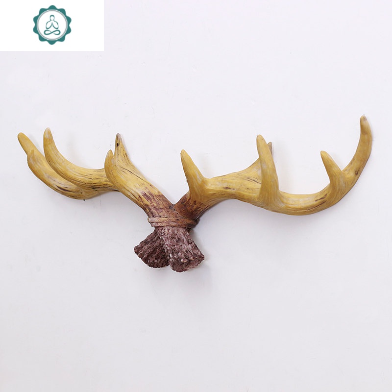 衣帽钩墙上置物架装饰墙面挂件 封后 黑灰色-树脂鹿角壁挂装饰挂钩