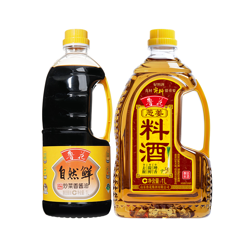 鲁花炒菜香酱油1L+鲁花葱姜料酒1L去腥提鲜特级酱油家庭组合高清大图
