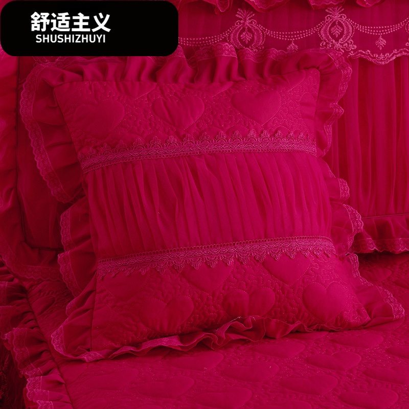 韩版公主蕾丝夹棉加厚抱枕套靠垫套靠垫套汽车腰枕不含芯一对装