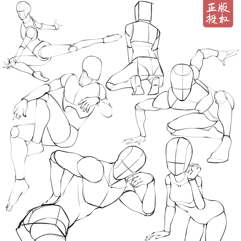 [正版]漫画人物动态草图本 200多幅动态素材 分布解析 从动态到角色 人体结构动态绘制基础案例 男女半身动态 单人全身高清大图