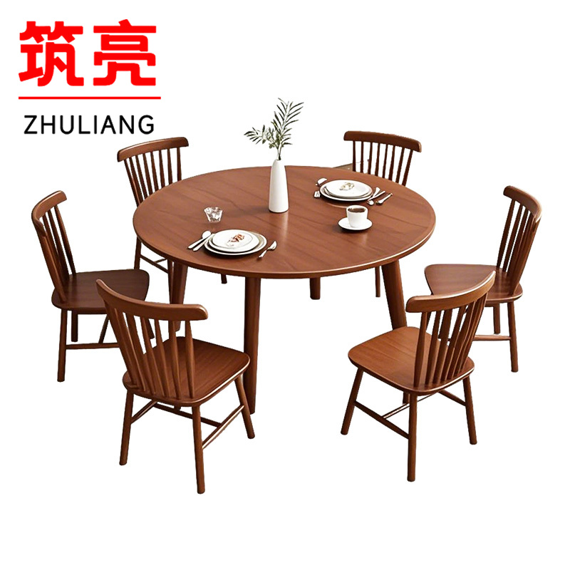 筑亮 洽谈桌 120*120*75cm+6椅 套高清大图