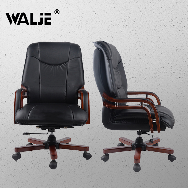 walje000262大班椅办公椅电脑椅家用职员老板椅黑色总裁椅