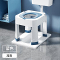 蹲便改坐便椅家用大便蹲厕神器折叠马桶简易坐架孕妇老人厕所凳妇 四方凳蓝色+可升降