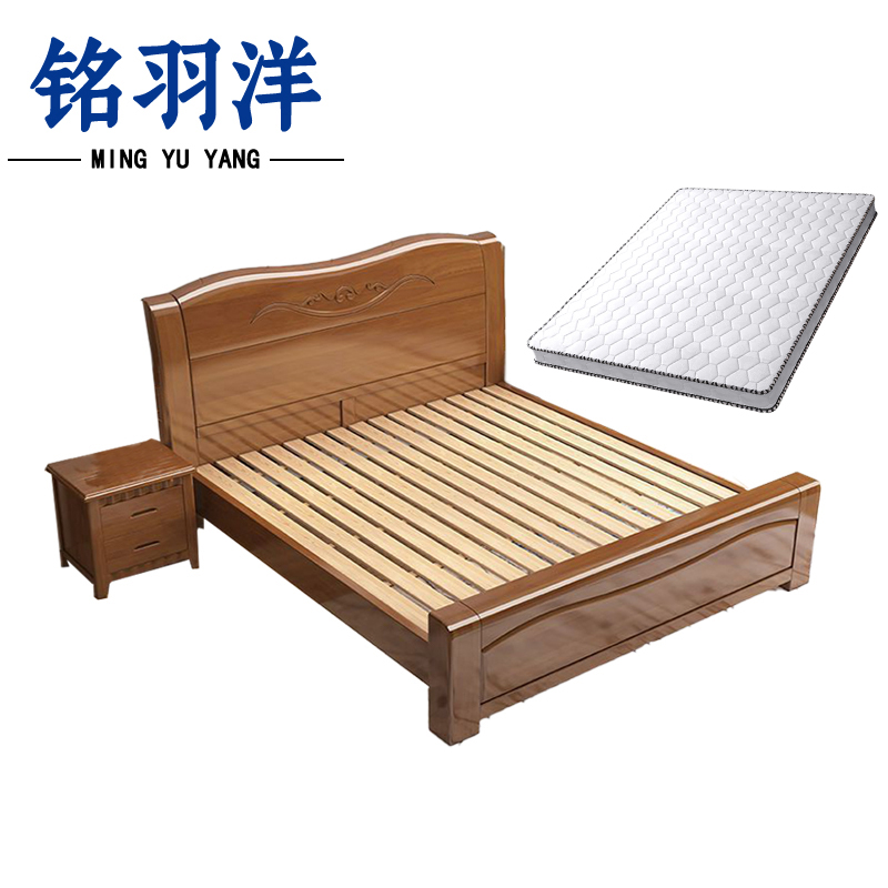 铭羽洋单人床120*220*47cm+1床头柜+5cm床垫套高清大图