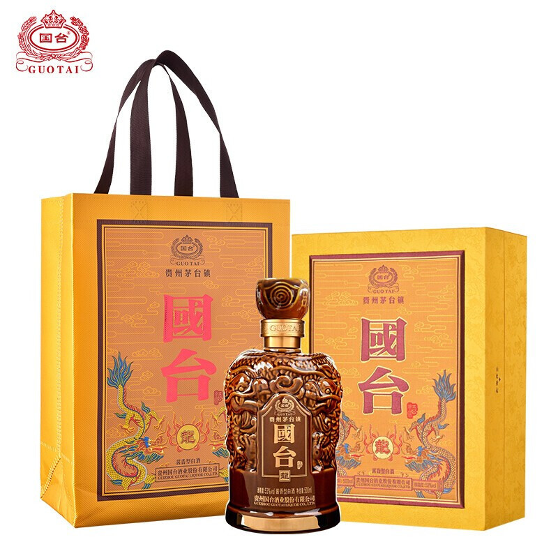 [官方正品]国台 龙酒 500ml*6瓶整箱装 53度酱香型白酒 贵州茅台镇窖藏老酒 高度酒水 商务宴请送礼 滴滴珍贵