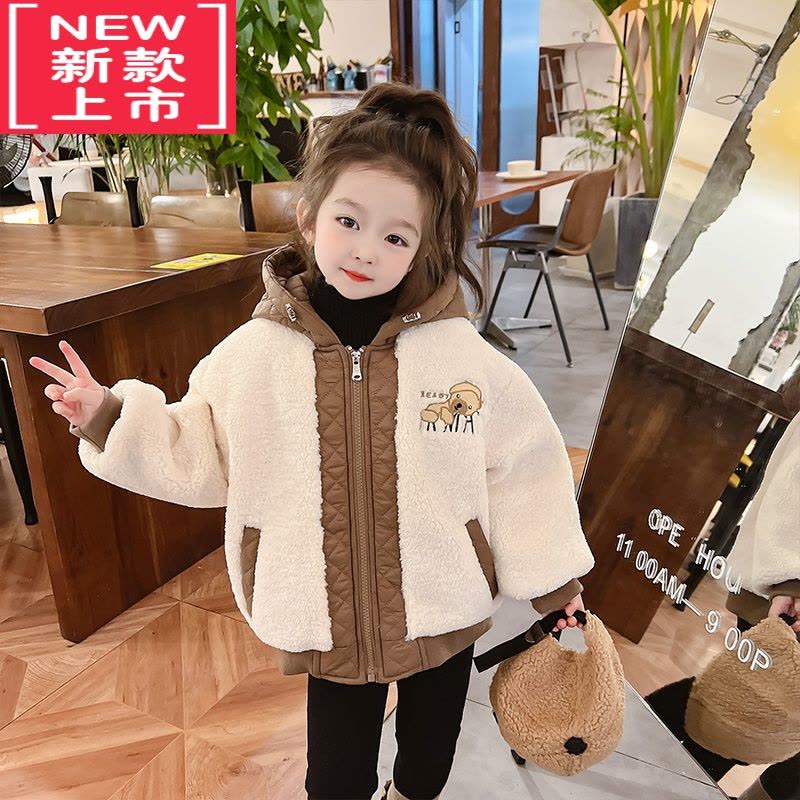 可莉允女童外套2022新款冬季羊羔毛女宝宝棉服加厚棉袄洋气儿童冬装棉衣图片