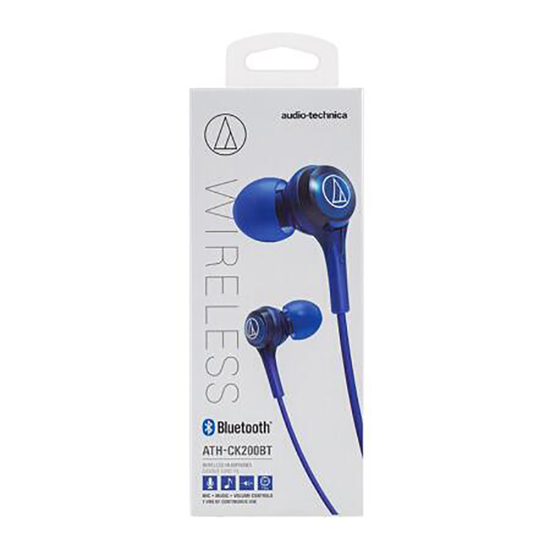 铁三角(Audio-technica)ATH-CK200BT 无线蓝牙入耳式运动耳机 带线控 手机耳机 通话式耳机 蓝色