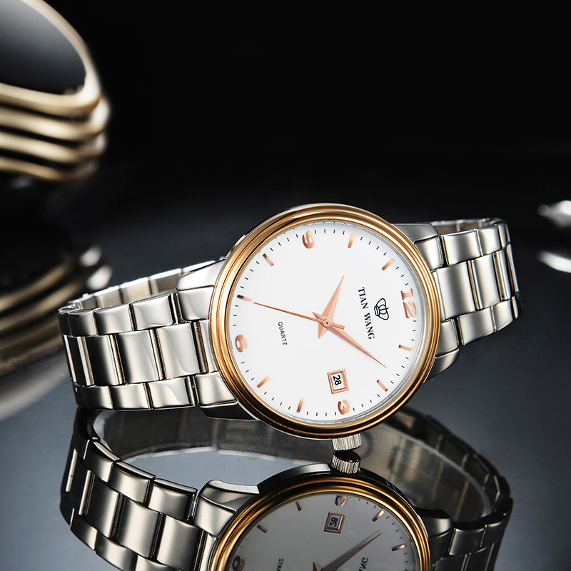 天王表tianwang手表男士钢带经典商务休闲防水石英手表gs3873