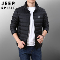 JEEPSPIRIT秋冬新款白鸭绒羽绒服男轻质帅气短款羽绒外套_121 2XL 黑色