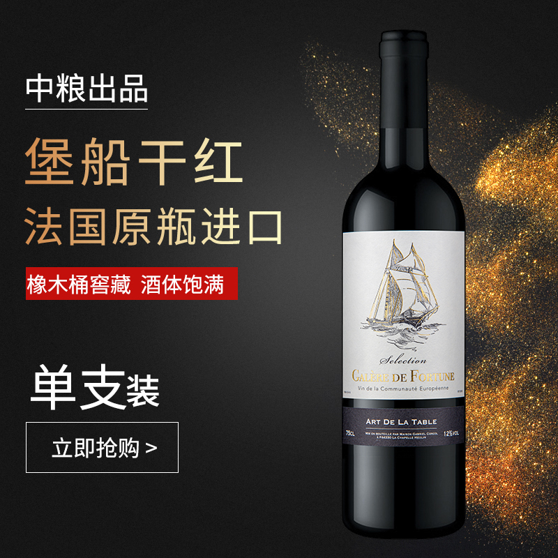 法国堡船甄选干红葡萄酒 原瓶进口750ml