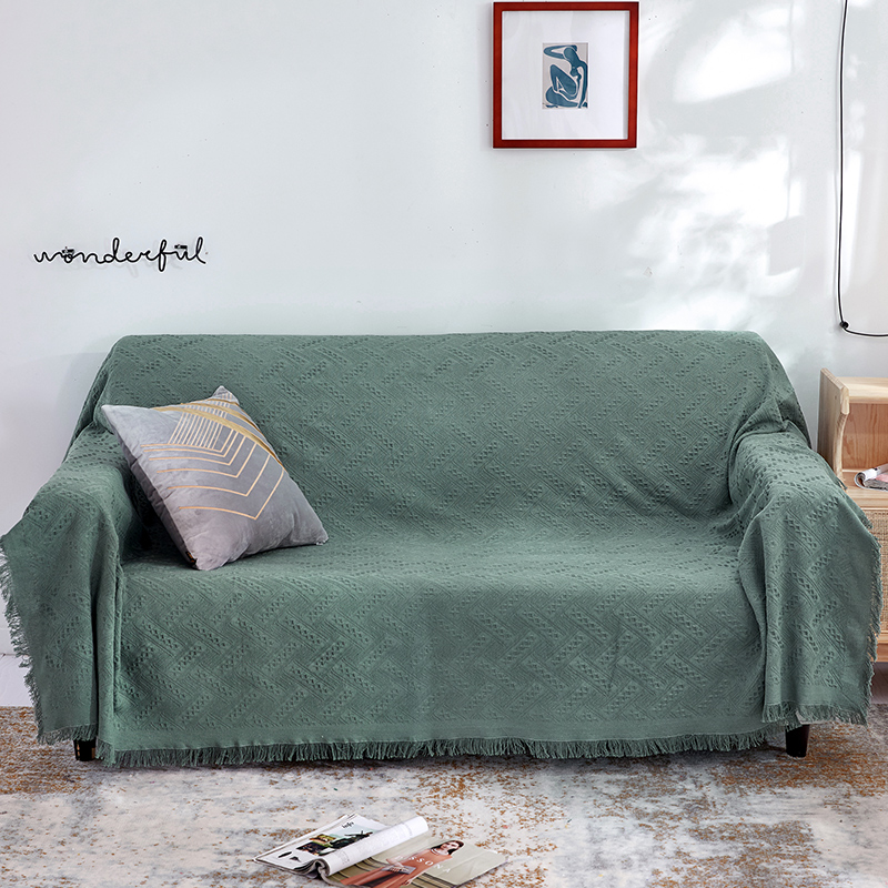 家柏饰(CORATED)北欧方格全盖沙发布单沙发巾沙发套罩沙发垫盖布沙发毯 浅灰方格 90*210cm高清大图