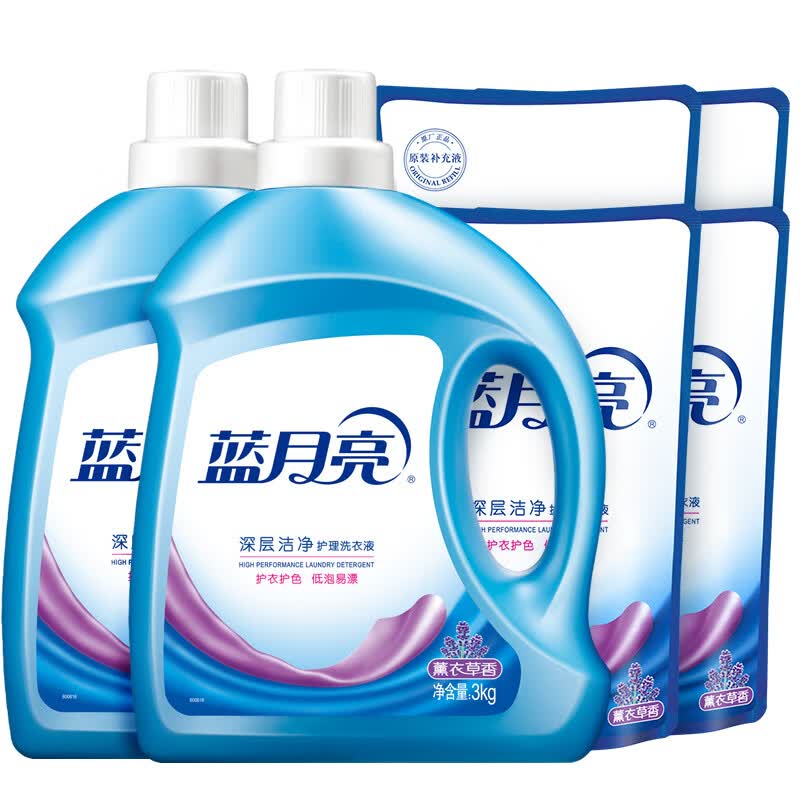 【内蒙地区可发】蓝月亮洗衣液洁净薰3kg*2+洁净薰袋500g*4 81000840