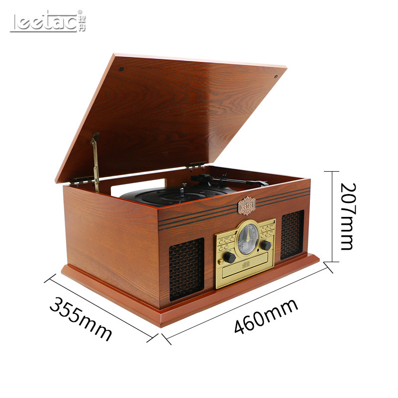 理丹(LEETAC) L5202 迷你/组合音响 复古留声机CD音响仿古台式黑胶唱片机收音机 电唱机蓝牙音箱