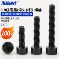 海斯迪克 8.8级发黑(淬火)杯头螺丝 GB70 内六角圆柱头螺栓螺钉全牙HKsq-488 M30*60(3个)