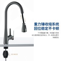 SEREN HOME赛恩卫浴厨房水龙头全铜主体洗菜盆抽拉式冷热水龙头三出水刮洗冲刷洗碗池龙头