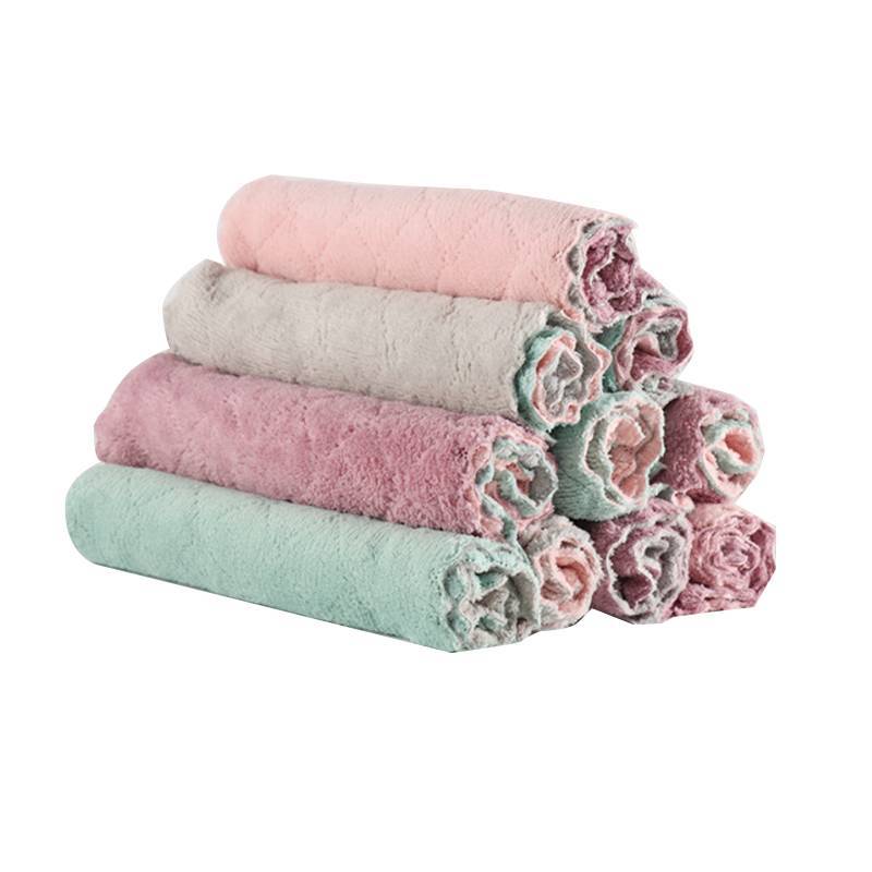 绮罗香 双面双色珊瑚绒吸水抹布 平方克重400g 300*300mm/条