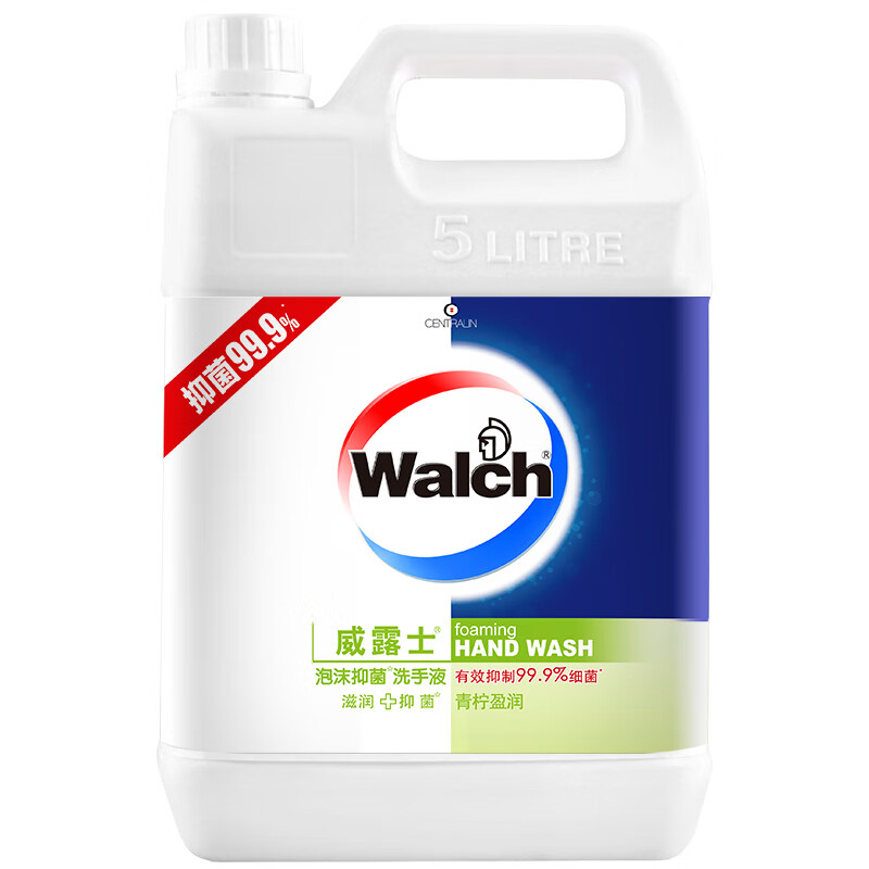 威露士 泡沫洗手液 补充装5L 青柠盈润抑菌消毒家庭酒店餐厅大桶10斤
