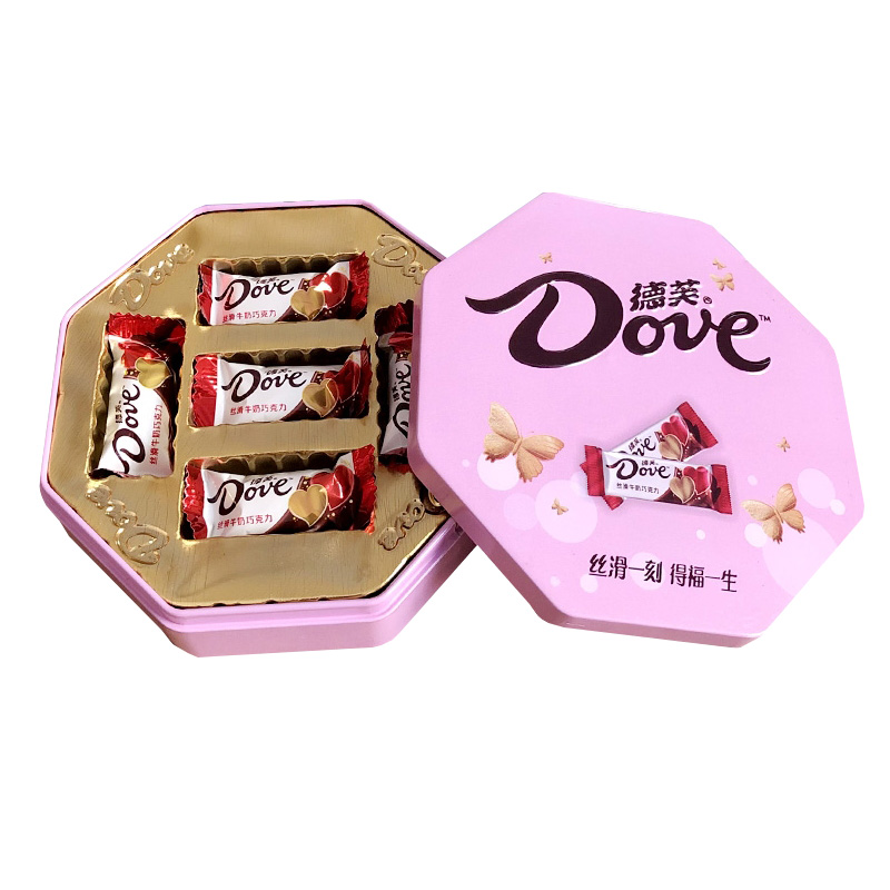 德芙Dove喜糖新款铁盒装德芙丝滑牛奶巧克力6粒10粒16粒婚庆结婚不含礼袋可另外购买 粉色铁盒10粒 4.5g