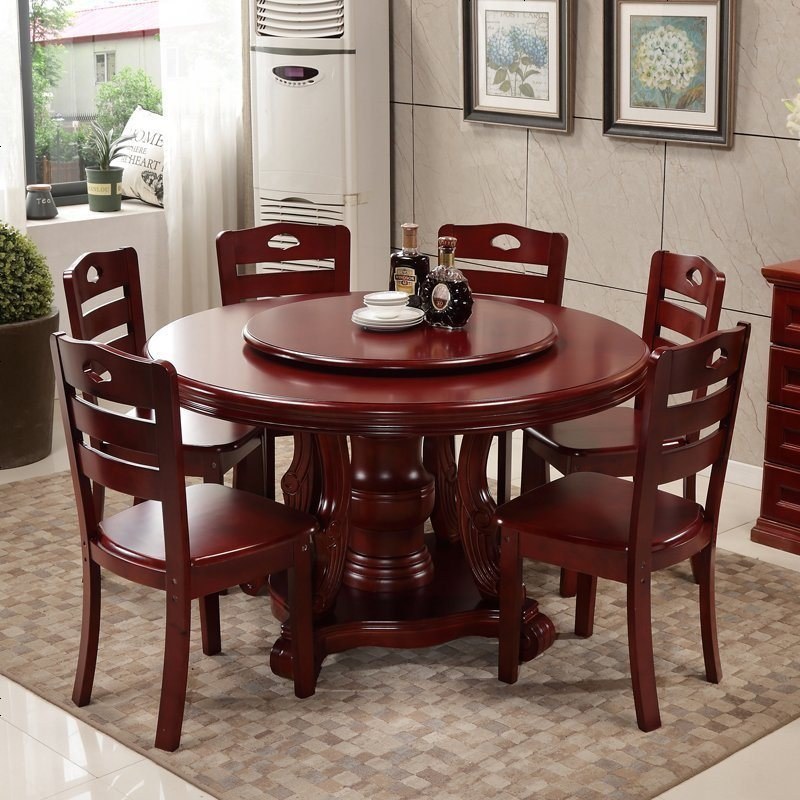 彬蔚实木圆餐桌椅组合橡木18米大圆形桌10人吃饭桌子15m家用带转盘