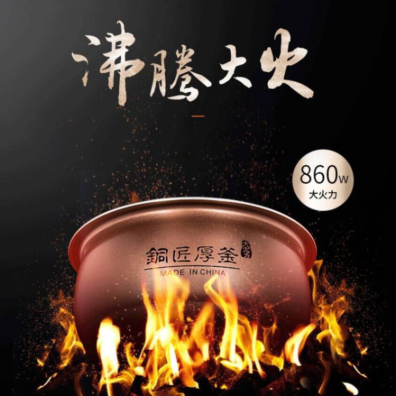 九阳(Joyoung) 电饭煲 F40FY-F311 高颜值拉丝纹理界面铜匠厚釜内胆金属拉丝机身4L大容量多功能电饭煲