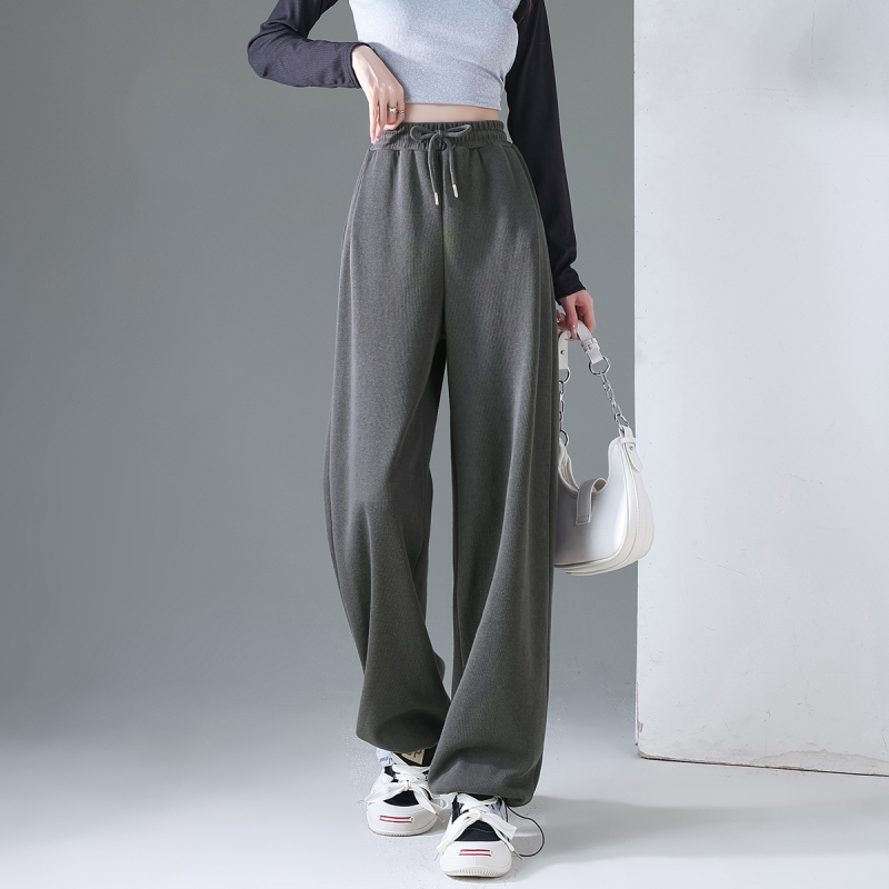 [1.5折价58元]唐狮美式运动裤女新款秋冬窄版阔腿裤抽绳两穿显瘦直筒休闲裤