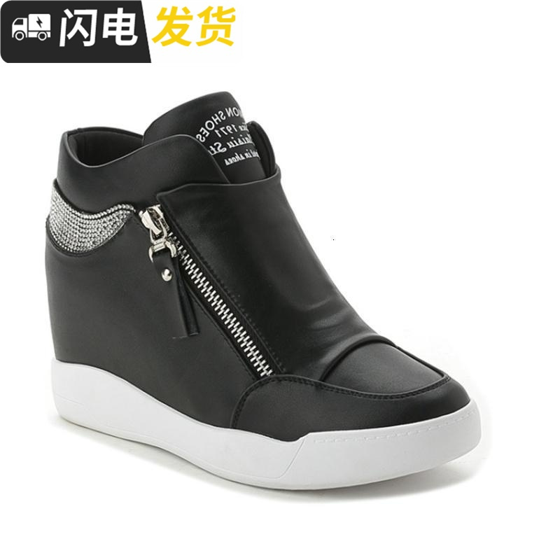 秋季女鞋内增高秋冬韩版坡跟运动鞋女8cm百搭显瘦厚底加绒休闲鞋启如休闲鞋