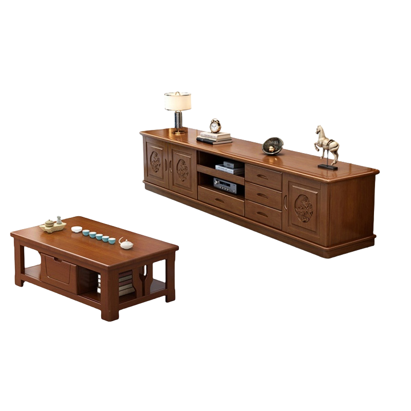 豫龙都 实木电视柜+茶几 加高 套高清大图