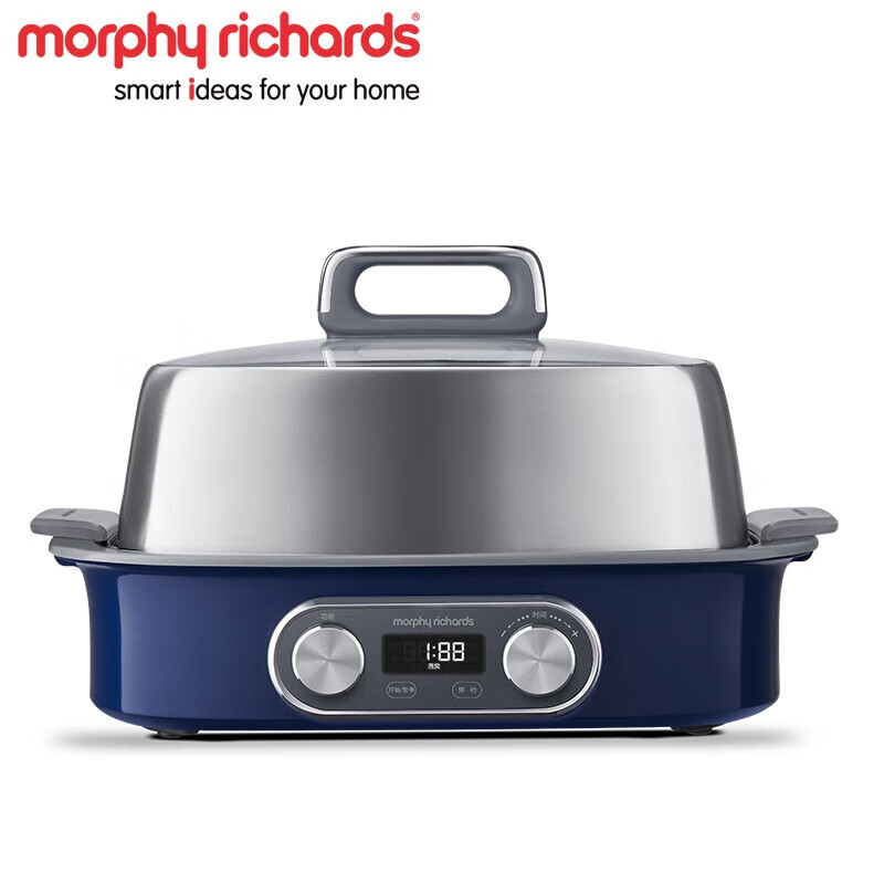 摩飞(Morphyrichards)多功能锅 家用蒸炖锅电蒸锅电炖锅蒸煮锅可预约 6升容量双炖盅 MR1168 蓝色