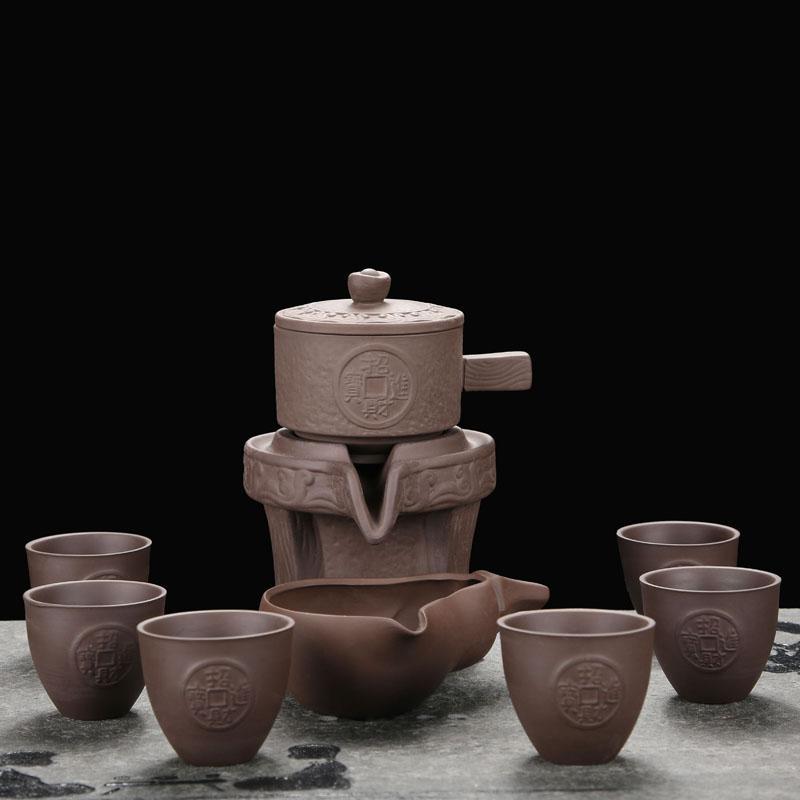 家柏饰(CORATED)紫砂茶具套装半全自动石磨懒人家用功夫茶具茶杯陶瓷泡茶杯子高清大图