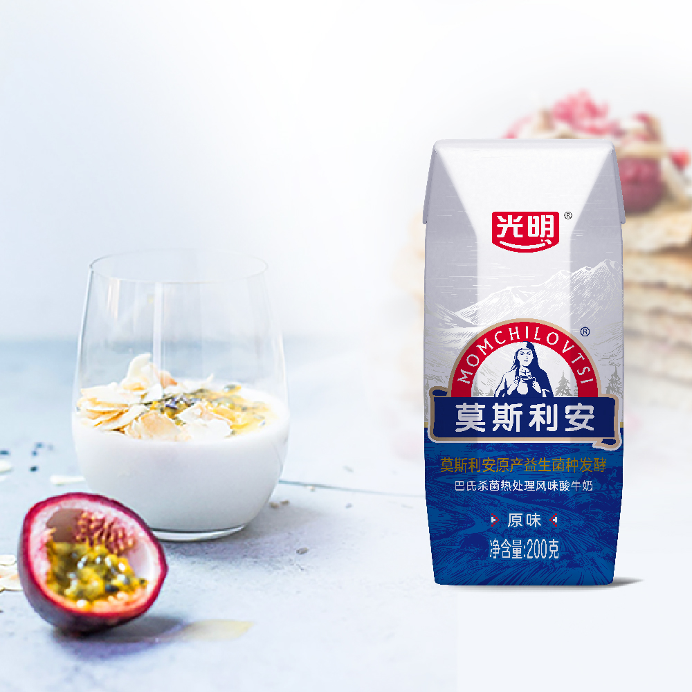 光明钻石包莫斯利安风味酸牛奶(原味)200g*12盒高清大图