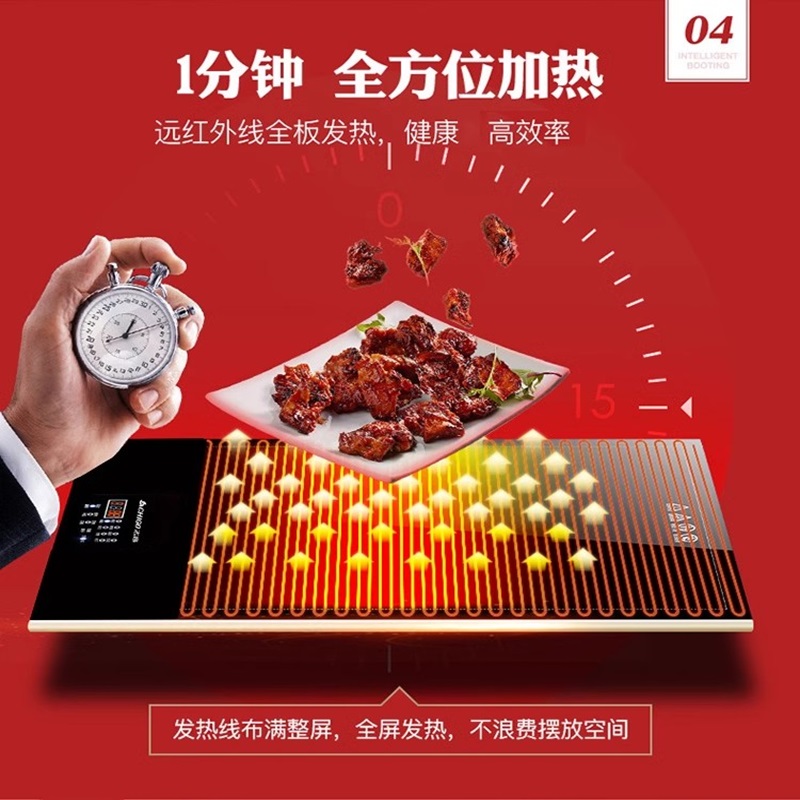 志高饭菜保温板旋转暖菜板家用加热电热神器多功能餐桌面转盘圆形 [电磁炉火锅-中号80CM][自动旋转款]高清大图