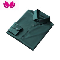 七斓高级感纯色衬衣男韩版暗扣免烫光滑丝质修身长袖衬衫弹力亮面寸衣