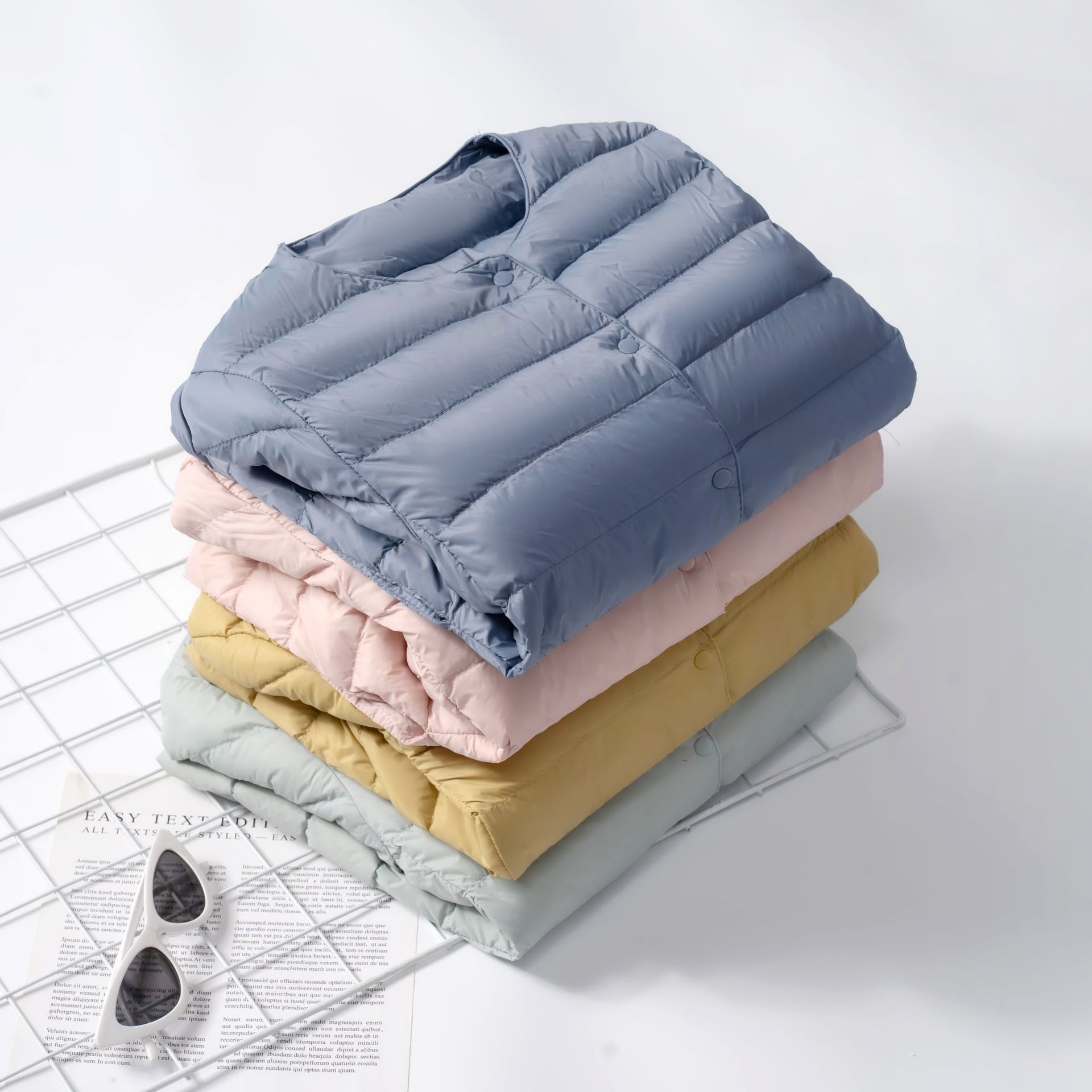 纯色短款长袖简约羽绒服女新款时尚圆领鸭绒秋冬外套_682高清大图