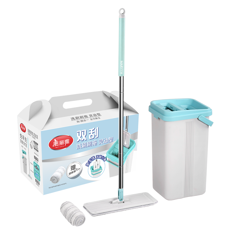 美丽雅刮刮乐拖把不锈钢材质超细纤维拖把头国产高效清洁刮洗一体设计高清大图