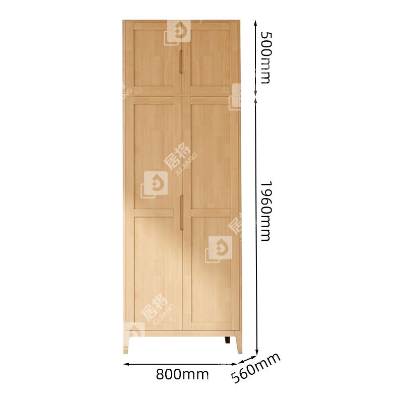 居将 JJ4031135 简约实木衣柜对开双门收纳柜加顶柜