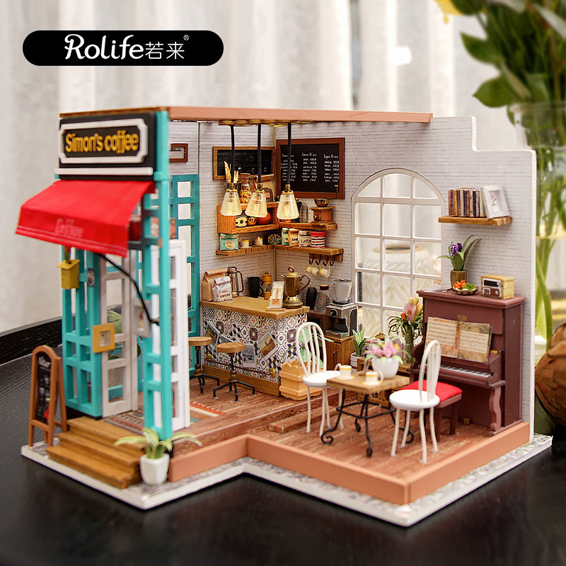 若态若来diy小屋 手工制作拼装小房子模型玩具创意拼插拼图艺术屋男生女生生日礼物 DG109西蒙的时光咖啡店