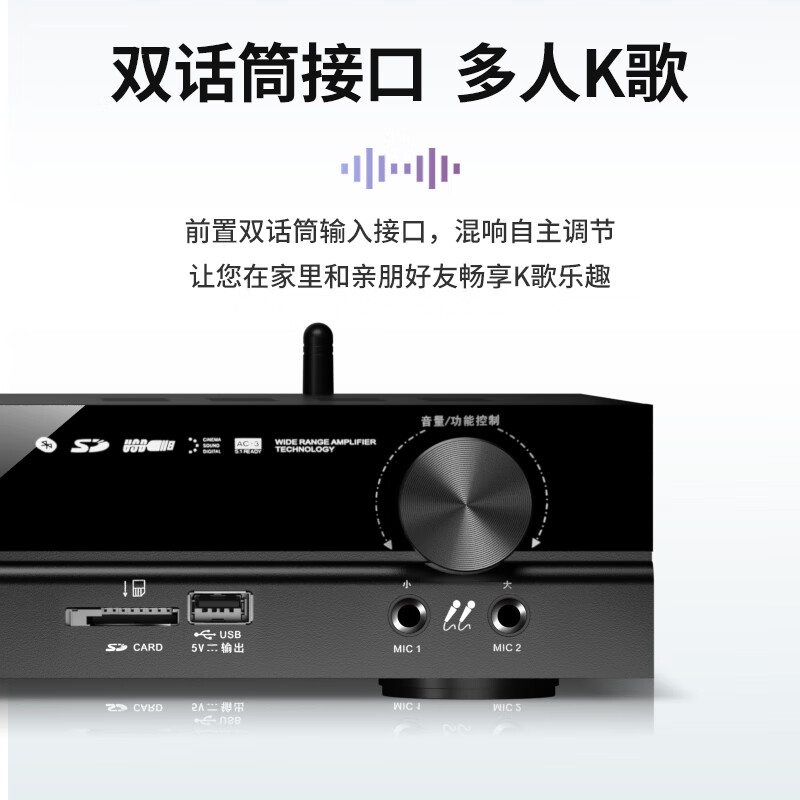 先科(SAST)G-100 功放机 家庭影院5.1声道AV功放机 高保真无线蓝牙家用卡拉ok功放高清大图