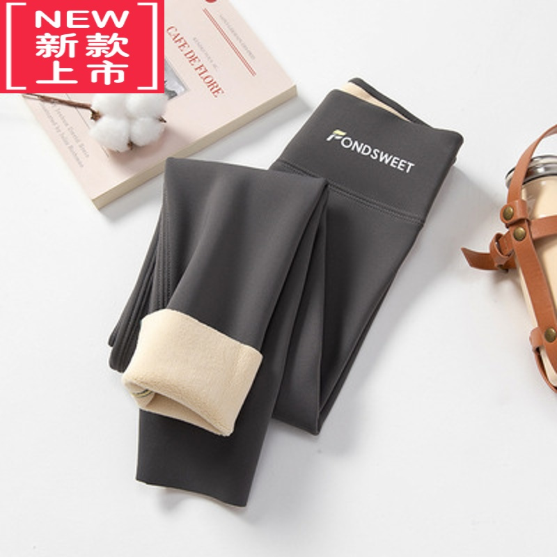 可莉允韩国女童外穿一体绒瑜伽打底裤秋冬儿童加绒加厚鲨鱼裤高腰保暖裤