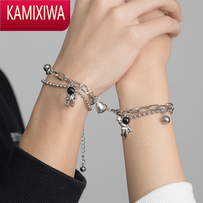 kamixiwaclect宇航员情侣款手链相吸磁铁一对男女手镯潮520礼物送女