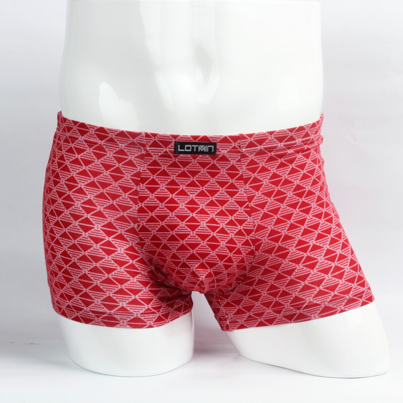 红色时尚男士内裤时尚潮个性青四角莫代尔男平角裤