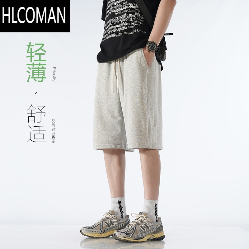 hlcoman美式短裤男夏季休闲裤运动灰色卫裤宽松篮球五分裤子300g大码
