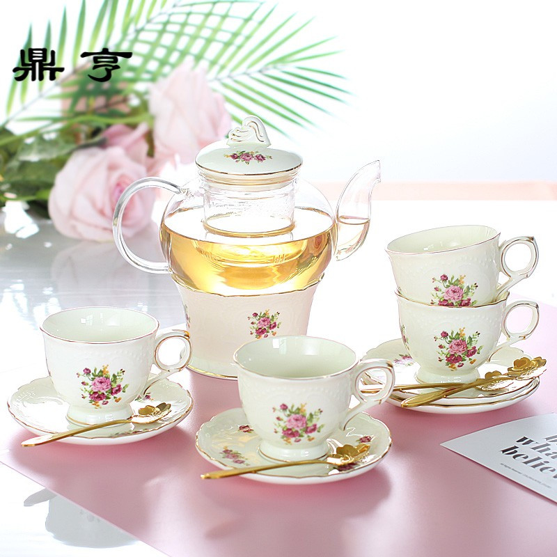 鼎亨英式下午茶茶具欧式煮水果茶壶套装加热玻璃家用泡红茶花